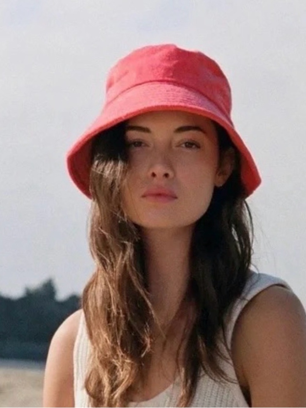 Anthropologie new Terry Red Cloth Bucket Hat summer vacation beach pool cruise